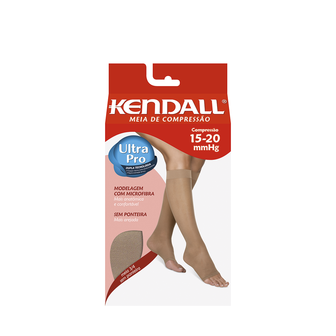 Kit 3 MEIA KENDALL 3/4 15-20 MMHG SEM PONTEIRA 1871