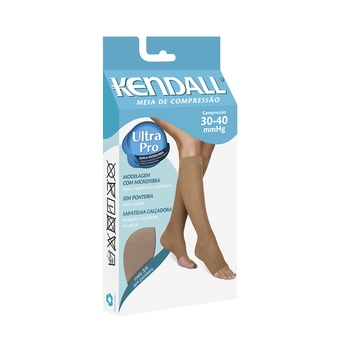 MEIA KENDALL 3/4 30-40 MMHG SEM PONTEIRA 1901